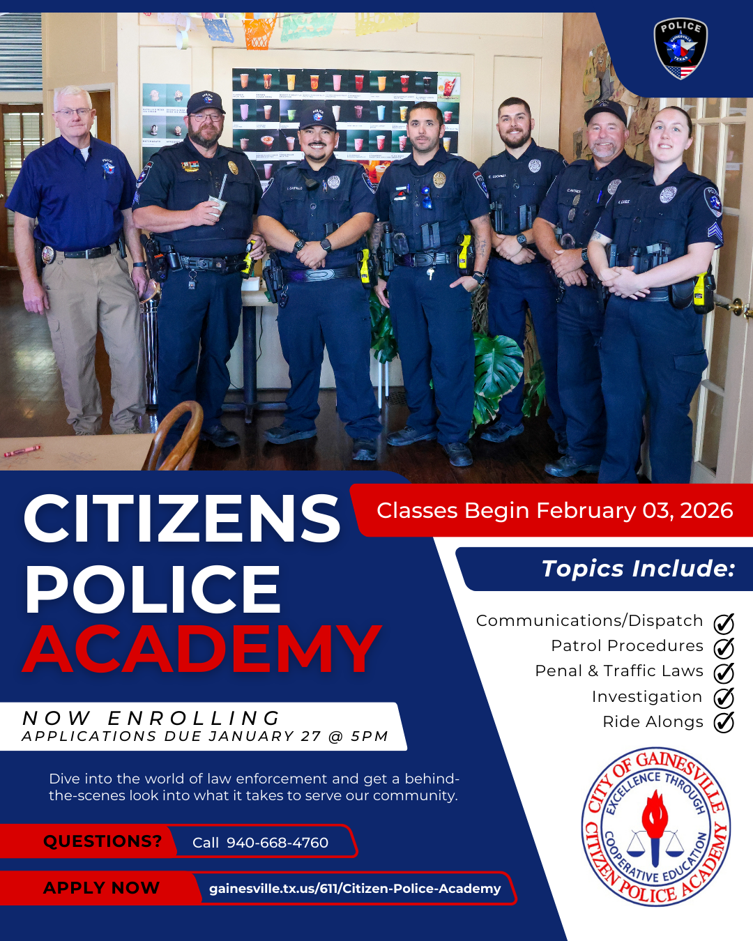 Citizen Police Academy Ad Start Feb 3 2026